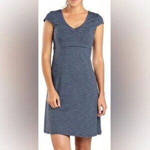Toad & Co. blue and white striped "Rosemarie" dress
